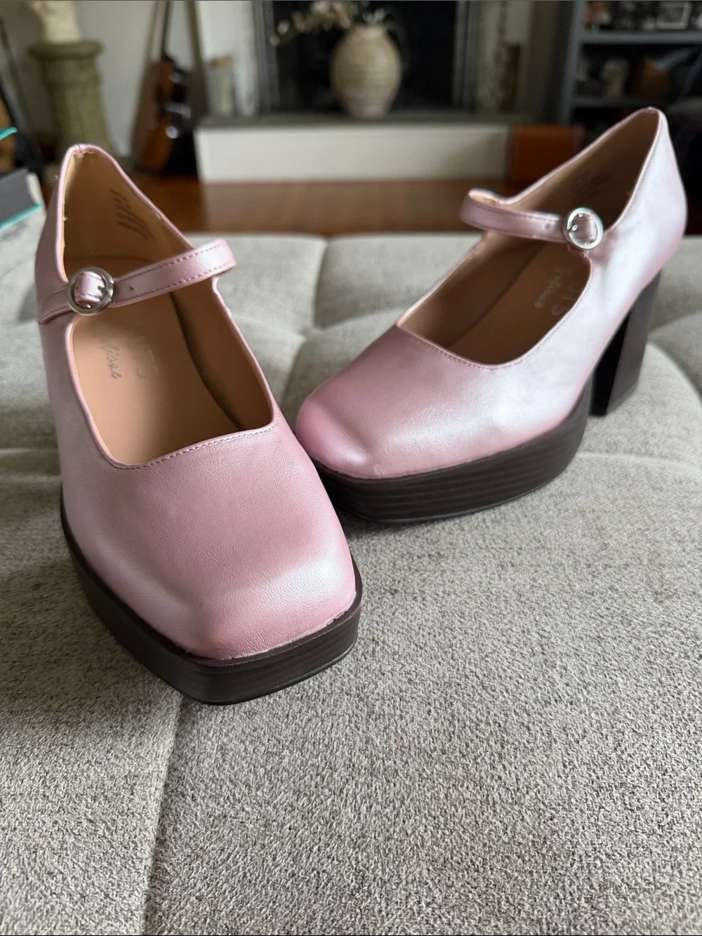 Matisse Matilda Platform Mary Jane Heels Rose Metallic Sz 7